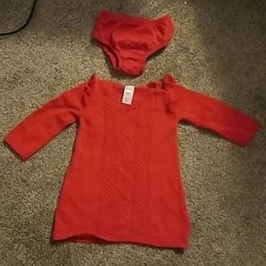 Carter's Girls 9M Red Sweater Dress with Bloomers